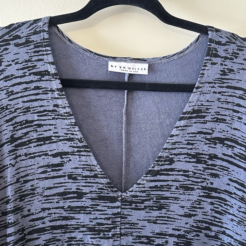 Bryn Walker Blue Black Geo Dress Kaftan Dolman Oversized‎ Lagenlook Tunic Top XL - Picture 5 of 13